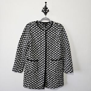 Talbots Wool Blend Tweed Coat Cardigan Size M Sweater Houndstooth